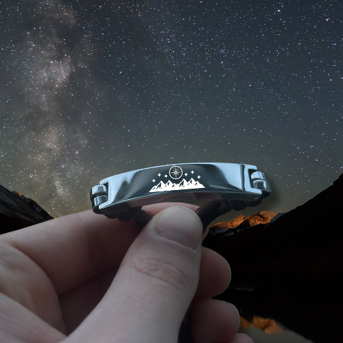 Promise North Star Bracelet - Leather, Engraved Symbol
